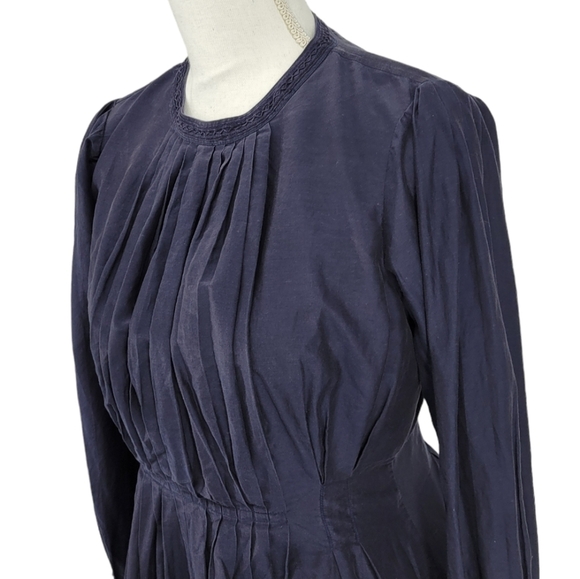 JOIE Pleated Dark Blue Dress With Zip up Back Made of a silk Blend Size 4 🖤 - Picture 5 of 13